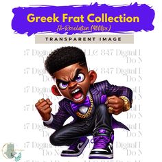 an image of a cartoon character with the words greek frat collection in front of it