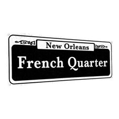 a black and white sign that says new orleans french quarter