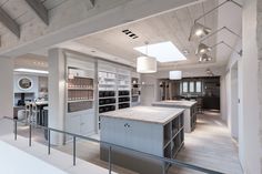 a large kitchen with an island and lots of counter space