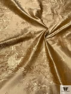 Toile Landscape Silk Taffeta Jacquard - Antique Gold | FABRICS & FABRICS – Fabrics & Fabrics Luxury Raw Silk Fabric With Traditional Patterns, Luxury Elegant Raw Silk Fabric, Luxury Silk Fabric With Zari Work, Antique Gold Aesthetic, Luxury Elegant Embroidered Katan Silk Fabric, Silk Material Fabrics, Silk Fabric Aesthetic, Gold Fabric Texture, Silk Aesthetic