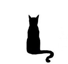 a black cat silhouetted against a white background