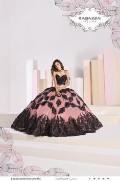 Ragazza Collection Black Quinceanera Dress w/ Pink Sash | QuinceDresses.com Black Quinceanera Dress, Black Quinceanera, Black Quinceanera Dresses, Pink Sash, Quinceanera Dresses Pink, Quince Dress, Disney Princess Dresses, Dress Gallery, Princess Gown