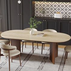 High-Grade Dining Experience: This rock slab dining table creates an upscale dining atmosphere for you to enjoy delightful meal times. Hokku Designs Table Top Color: Beige, Size: 31.5" W x 70.9" L | Hokku Designs Mindie Oval 31.5" W Dining Table 29.5 H x 70.9 W x 31.5 D in brownWood in Beige | 31.5" W x 70.9" L | Wayfair Beige Dining Table, Dining Table Minimalist, Organic Modern Dining, 10 Person Dining Table, Oval Kitchen Table, Modern Oval Dining Table, Oval Dining Room Table, Staff Lounge, Colorful Minimalist