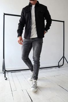 Mens Fall Outfits, Fall Outfits Men, Shirt Cuff, Men Shirt Style, Outfit Casual, Button Shirt, Casual Shirts For Men, Casual Outfit, Shirt Jacket