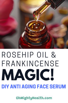 DIY anti aging face serum with frankincense. Text reads: Rosehip oil and frankincense magic! DIY anti aging face serum. Holistic Anti Aging, Diy Anti Aging Face Cream, Face Oil Recipe, Diy Face Serum, Frankincense Anti Aging, Face Serum Recipe, Making Perfume, 2023 Manifestation, Face Remedies