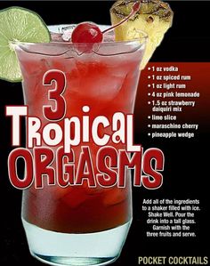 the three tropical orgasms cocktail recipe book