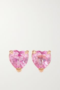 SHAY's heart-shaped earrings are a sweet gift for someone special - especially if you leave a gift note about how the pink sapphires represent love and good fortune. They're made from polished 18-karat rose gold and have secure butterfly fastenings. Rose Gold Heart Cut Earrings, Luxury Heart Cut Earrings For Gift, Luxury Heart Cut Earrings As A Gift, Elegant Pink Heart Cut Earrings, Luxury Pink Sapphire Earrings For Gift, Luxury Pink Sapphire Earrings As Gift, Pink Fine Jewelry Heart Earrings As Gift, Pink Heart Earrings Fine Jewelry For Gifts, Rose Gold Pink Sapphire Earrings For Gift