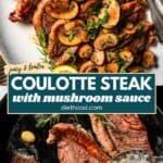 the cookbook cover for collotte steak with mushroom sauce