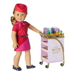 When dinnertime or snack time roll around, so does this fancy food cart that helps the flight attendant easily move everything down the aisle of the American Girl Air Lines plane. Size: 18" dolls.  Color: Multicolor. Stitch Room, The Flight Attendant, Back To School Breakfast, School Breakfast, American Girl Doll Accessories, Future Room, Target Brands, Air Lines, Fancy Food