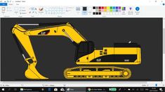 an image of a yellow excavator on the computer screen