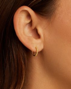 Bali Huggies Earring in Gold Plated, Women's by gorjana Bali Designs Earings, Gold Bali Design, Bali Earrings Gold, Earrings Bali, Gold Huggies, Bali Earrings, Ear Ring, Earring Designs, Chain Design