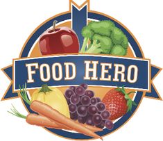 the food hero logo with fruits and vegetables