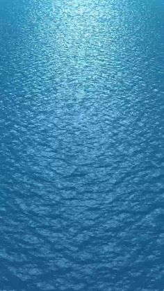 an airplane flying over the ocean on a clear day with blue sky and water in the foreground