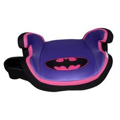 a purple and black seat with batman symbol on it