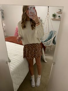 Dressed Up School Outfits, Dressed Up Outfits For School, Sweaters On Top Of Dresses, Winter Easter Outfit, Dress Up Clothes For School, Easter Outfit Teenage Girl, Spring Floral Outfits Women, Dressy Casual Outfits For School, Easter Mass Outfits For Women