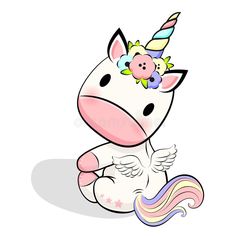 a cartoon unicorn sitting on the ground