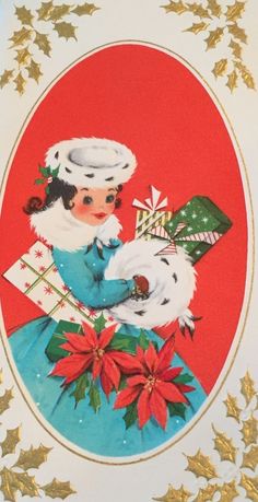 Old Time Christmas, Vintage Christmas Greeting Cards, Vintage Christmas Card, Mid Century Christmas, Christmas Postcard