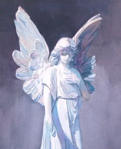 a painting of an angel with wings