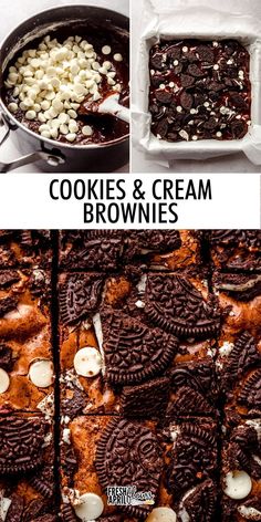 cookies and cream brownies in baking pans