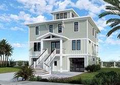 this is an artist's rendering of a two story house with stairs leading up to the second floor