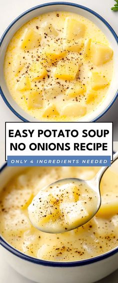 Image for Easy Potato Soup No Onions Recipe Potato Soup No Onions, Traditional Potato Soup, Hearty Meal, Onion Recipes, Russet Potatoes, Potato Soup, Hearty Meals