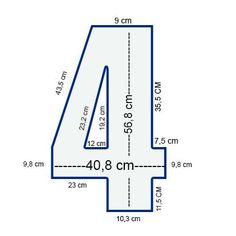 the number four is shown in blue and has an area for it to be measured