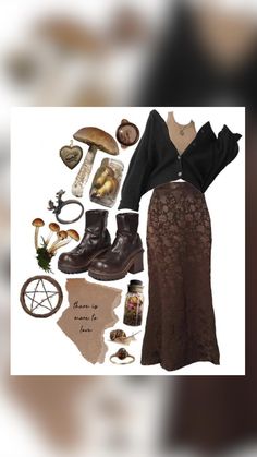 Grunge Witch Aesthetic, Dark Cottagecore Aesthetic Outfits, Cottagecore Witch Outfit, Witchcore Aesthetic Outfits, Witchy Aesthetic Outfit, Witch Core Outfits, Witchery Clothing, Witchcore Fashion, Dark Cottagecore Fashion