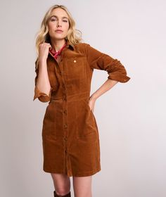 Corduroy Cora Shirt Dress Long Sleeve Corduroy Dress, Button Down Dress Fall, Courderoy Dress Outfits Fall, Corduroy Dresses Women, Chic Fitted Corduroy Dress, Casual Corduroy Dresses For Work, Long Sleeve Brown Corduroy Dress, Brown Long Sleeve Corduroy Dress, Corduroy Dresses For Workwear