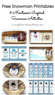 the snowman printables and matching activities for kids