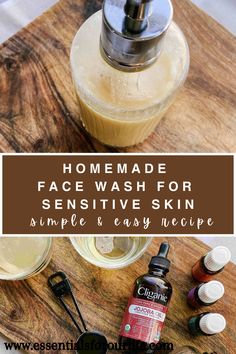 This all-natural homemade face wash for sensitive skin is perfect to add to your skincare routine! It’s a great go-to recipe that you can use year-round, and perfect for other skin types to use as well. Face Wash For Sensitive Skin, Homemade Face Wash, Diy Skincare, Homemade Face, Skin Care Recipes, Homemade Skin Care, Natural Skincare