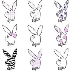 some bunny ears with different designs on them