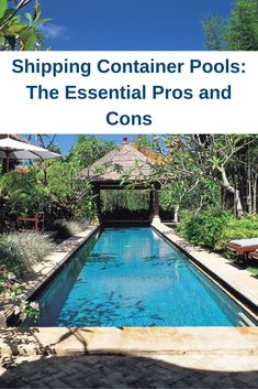 the cover of shipping container pools the essential pro's and cons, with text overlay