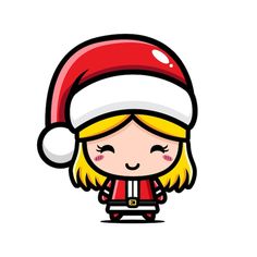 a cartoon girl wearing a santa hat