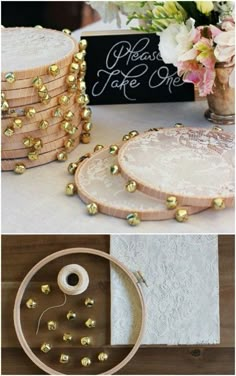 the table is set up with plates and vases for wedding guests to sit on