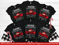 Looking for a cute, funny, matching set of group and family North Pole Correctional tee shirts for all the family Christmas 2023?  This trendy group of crewneck shirts are perfect for Christmas parties or watching Movies on Christmas eve!  There are matching adult, youth, toddler tshirts and baby bodysuits, all sold separately.  These are a great way to celebrate a new family, baby's first Christmas too! This delightful gag holiday crewneck tshirt set also makes a great gift for the grandkids, or for a matching couples set too!  They are great for putting with pajama bottoms for a matching family group, or for heading out for a Christmas party or for lounging on Christmas day.  Spread a little Christmas spirit wherever you go while being comfortable and looking great!  Grab yours now! ♥ WH Chemise, Christmas Family Pj Shirts, Funny Christmas Pajamas, Holiday Crewneck, Christmas Pjs Family, Tshirt Set, Funny Matching, Matching Christmas Shirts, Couple Pajamas