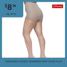 This beautiful Berkshire ultra sheer has just a hint of shimmer making it perfect for any special occasion. The sizing fits the Plus size lady perfectly and the firm control top helps to hold in your tummy.Features: Ultra-SheerSupport: Control TopFiber Content: 100% NylonFabric Description: KnitBrief Fiber Content: 80% Nylon, 20% SpandexCrotch Fiber Content: 80% Nylon, 20% SpandexLeg Fiber Content: 100% NylonCare: Line Dry, Hand WashCountry of Origin: Made in US Hosiery, Special Occasion, Tights, Queen, Plus Size, The Originals, Silver, Free Shipping