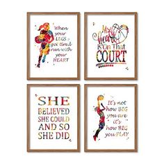 four framed art prints with different sayings on them