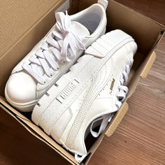 Puma Mayze Platform Sneakers, Never Worn, Brand New In Box. Super Comfy, I Needed A Different Size And Missed The Return Date. Shoes Puma, Puma White, Puma Suede, Puma Sneakers, Puma Shoes, Pumas Shoes, Platform Sneakers, Just Girly Things, Girly Things