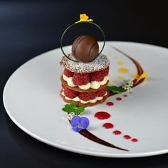 there is a fancy dessert on the plate