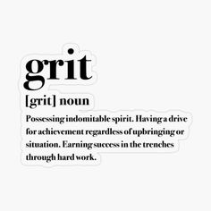 the words grit are written in black and white on a white background with an image of a