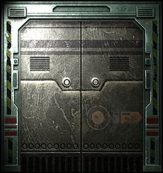 an image of a metal door that looks like it is in the movie star wars