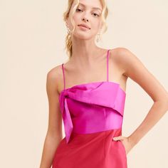 Serena Bow Mini Dress | Nuuly Rent Senior Homecoming Dress Unique, Bright Mini Dress, Sadie Dresses, Senior Hoco, Pink Bow Dress, Sadies Dress, Bow Mini Dress, Fall Ball, Bow Dress