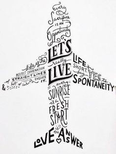 an airplane made out of words on a white background with the words let's live in