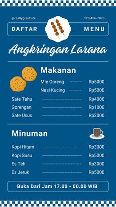 Biru Retro Minimalis Daftar Harga Makanan Angkringan - Templates by Canva Menu Cafe, Social Media Content, Ootd, Cafe, Social Media, Canvas, Quotes, Quick Saves