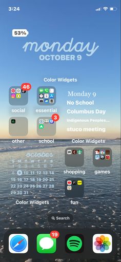 an iphone screen showing the calendar and icons for each month, including days to go