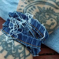 Dark Denim Wrap Distressed Jean Bracelet Or If You Like A Necklace. One Of A Kind. Upcycled Denim Jean Bracelet Wrap Cuff Follow & Watch For More Custom Denim Jewelry! Denim Cuff Bracelet, Denim Bracelet, Denim Jewelry, Custom Denim, Upcycled Denim, + Core + Aesthetic, Denim Jean, Dark Denim, Distressed Jeans