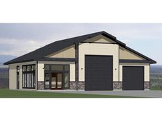 this is an artist's rendering of a two - car garage in the process of being built