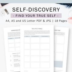 the self - discovery guide is shown with text that reads, find your true self