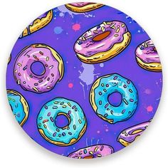 a painting of donuts on a purple background