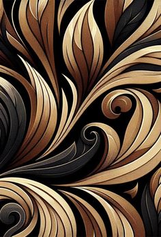 an abstract design with gold and black swirls on the bottom half of its image